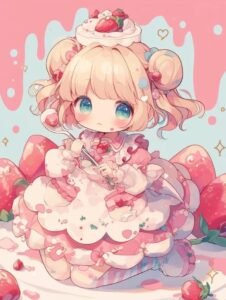 Ảnh anime chibi bánh dâu