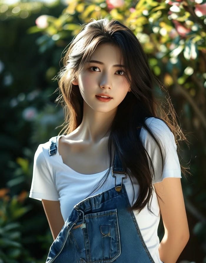 Cô gái chụp dáng nhẹ nhàng