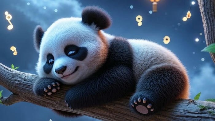 Hình ảnh con gấu trúc đi ngủ