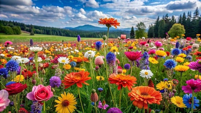 Hình ảnh hoa đẹp tự nhiên giữa đồng cỏ