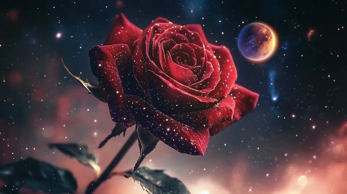 Hình ảnh hoa hồng đẹp lấp lánh dưới ánh hoàng hôn