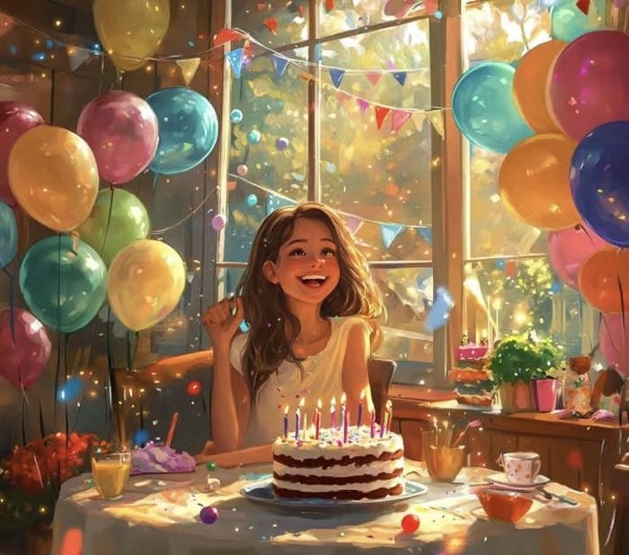 Hình sinh nhật với biểu cảm vui nghệ thuật