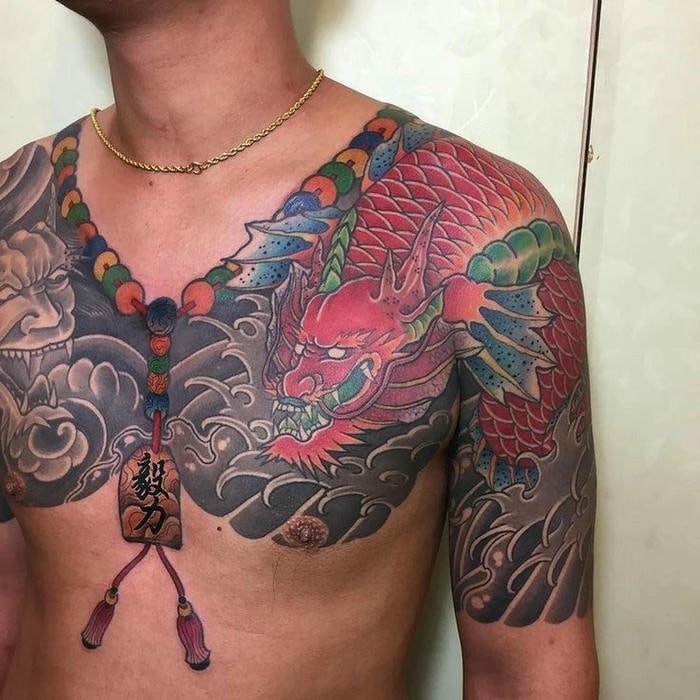 Hình xăm cá chép hóa rồng full tay