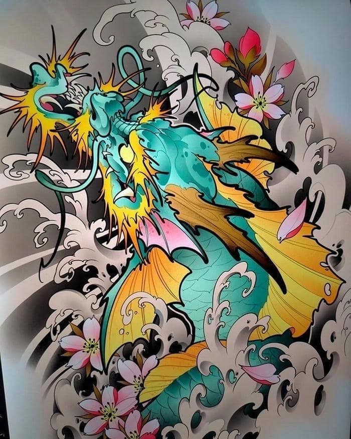 Hình xăm cá chép hóa rồng mang tài lộc