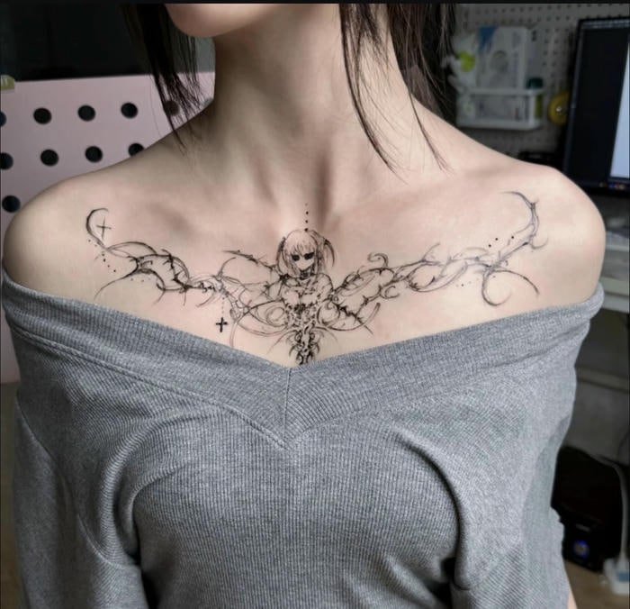 _Hình xăm gợi cảm ở ngực nữ