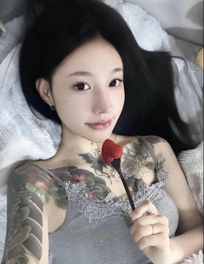 Hình xăm hoa sen ở ngực nữ