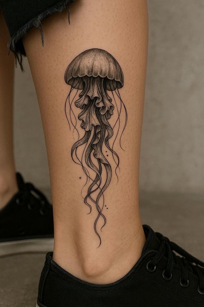 Hình xăm nghệ thuật ở chân nữ