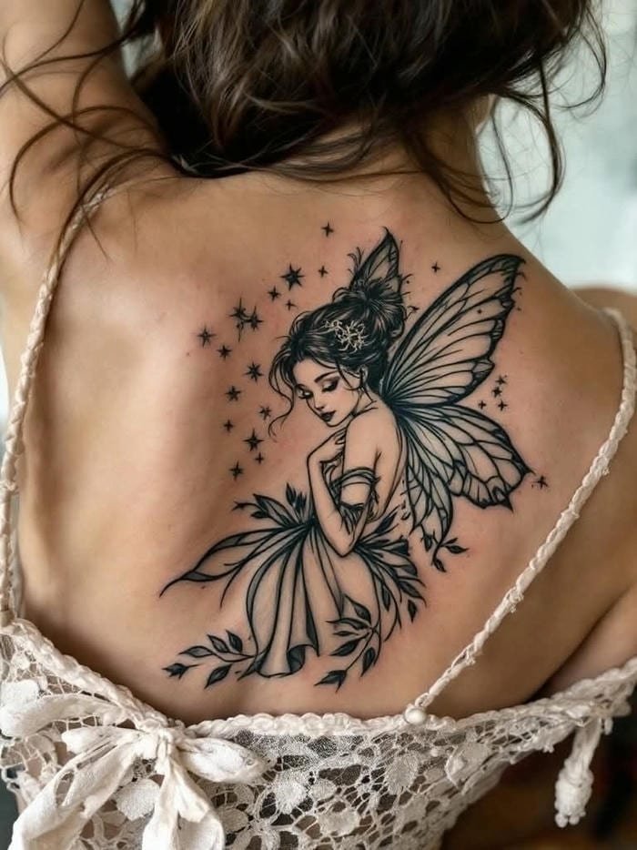 Hình xăm nghệ thuật ở lưng nữ