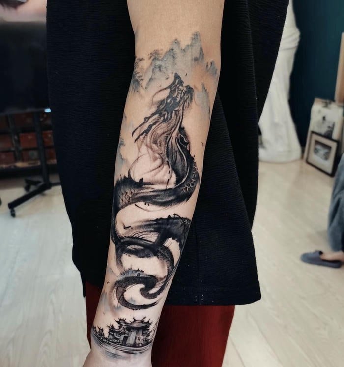 Hình xăm rồng đẹp cho nam mạnh mẽ