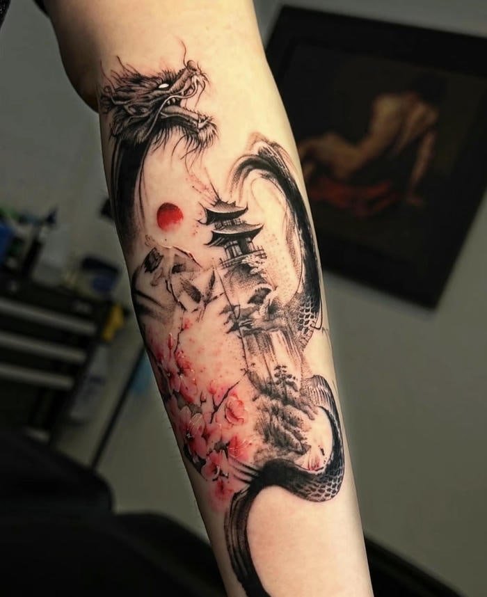 Hình xăm rồng mini tinh tế