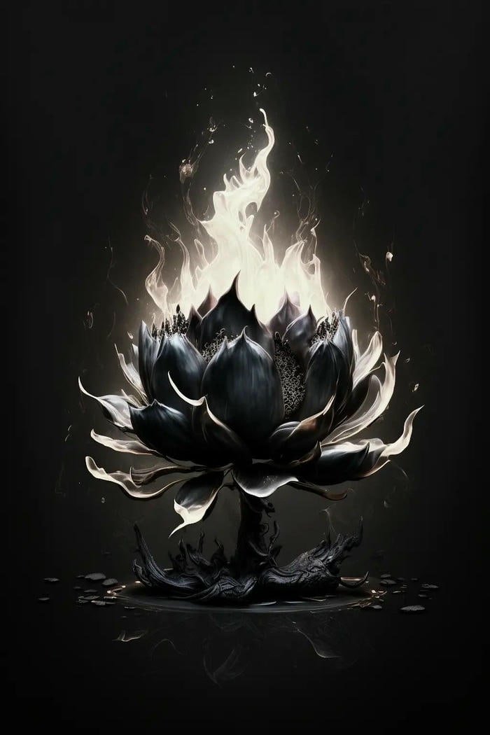 Hoa sen đen đen trắng