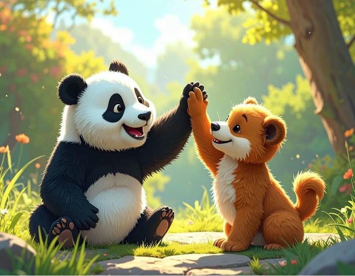 ảnh con gấu trúc và chó