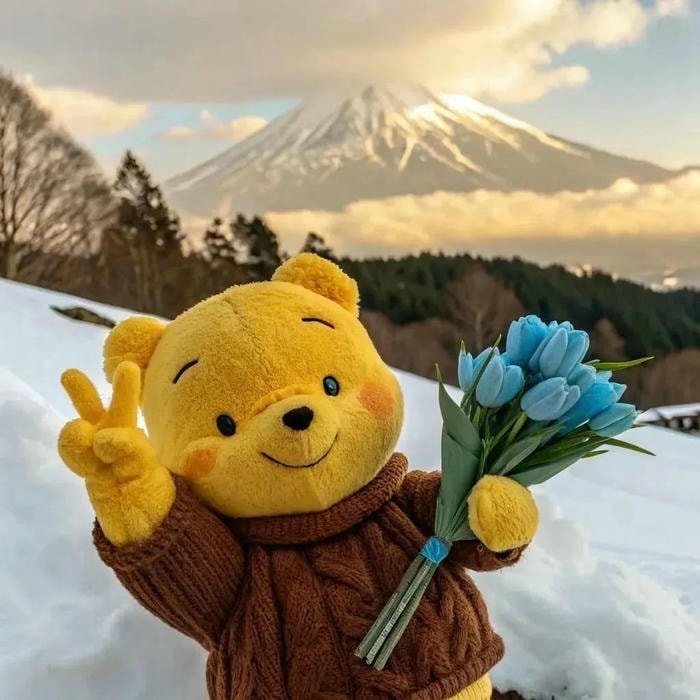 ảnh gấu cầm hoa