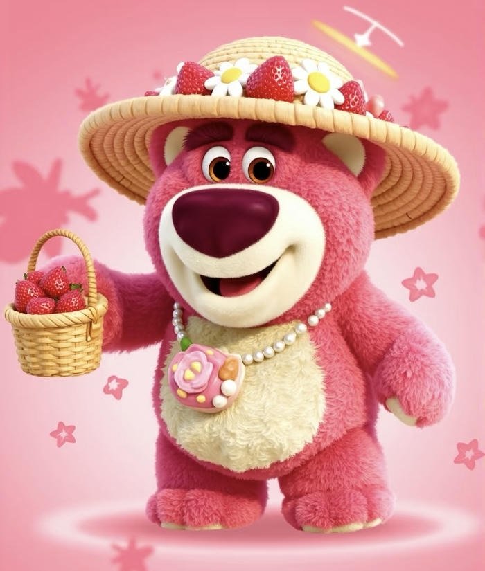 ảnh gấu dâu đội mũ dễ thương