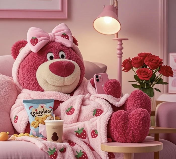 ảnh gấu dâu xem điện thoại