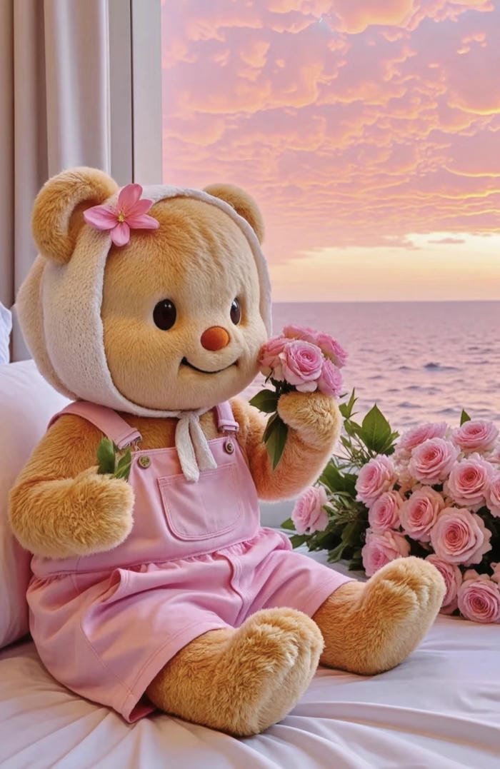 ảnh gấu ngắm hoa