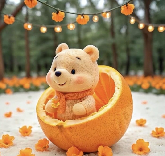 ảnh gấu ngồi trong quả bé