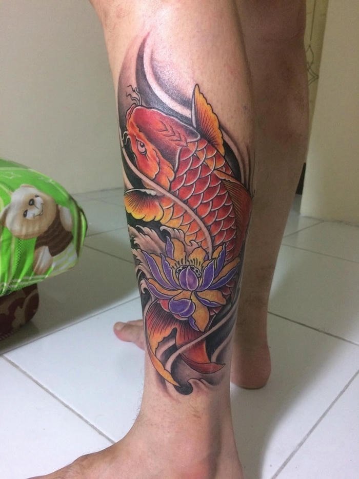 cá chép hoa sen hình xăm