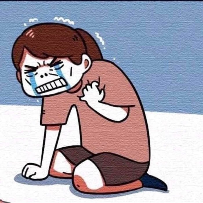 đau ở đây này meme cắn răng