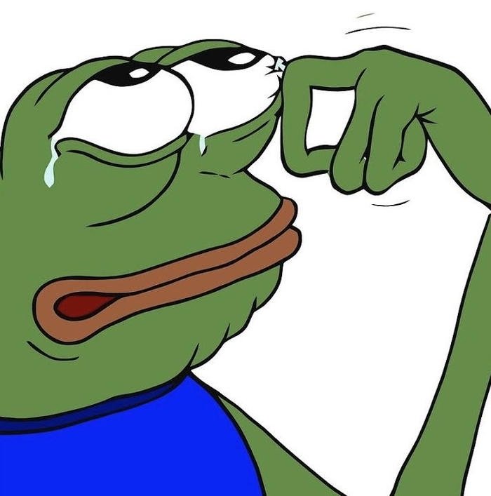 đau ở đây này meme ếch lau nước mắt