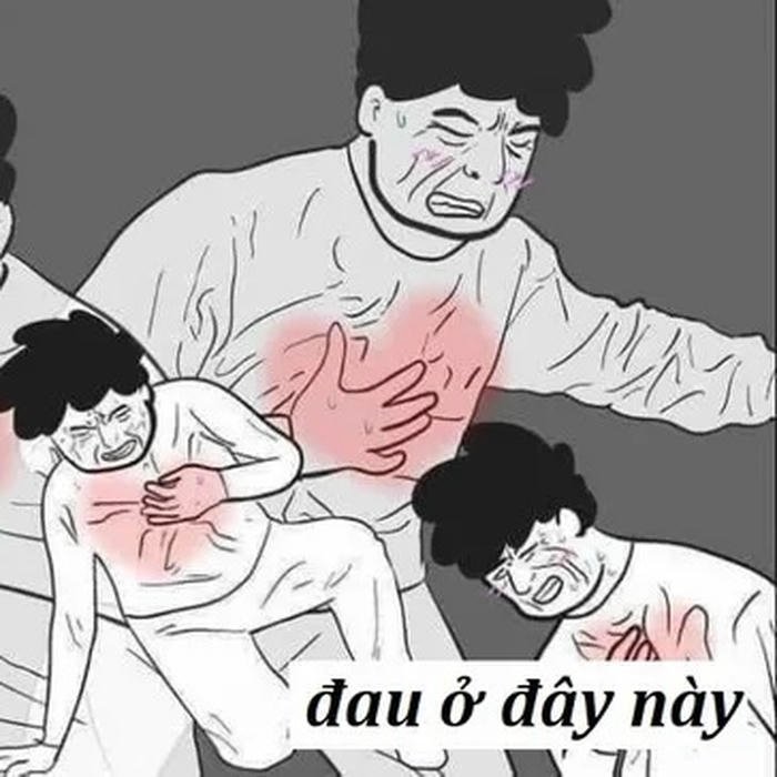 đau ở đây này meme hài