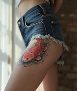 hình xăm cá chép ở đùi