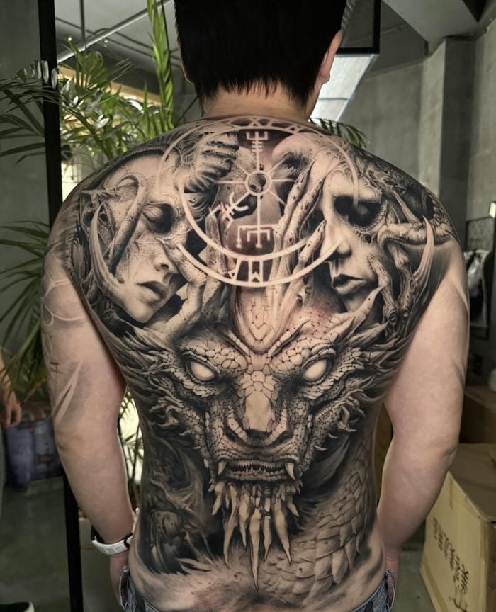 hình xăm cho nam full lưng