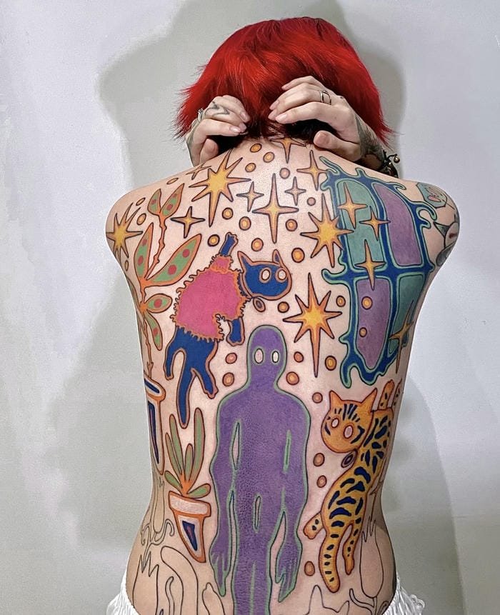 hình xăm full lưng cho nữ