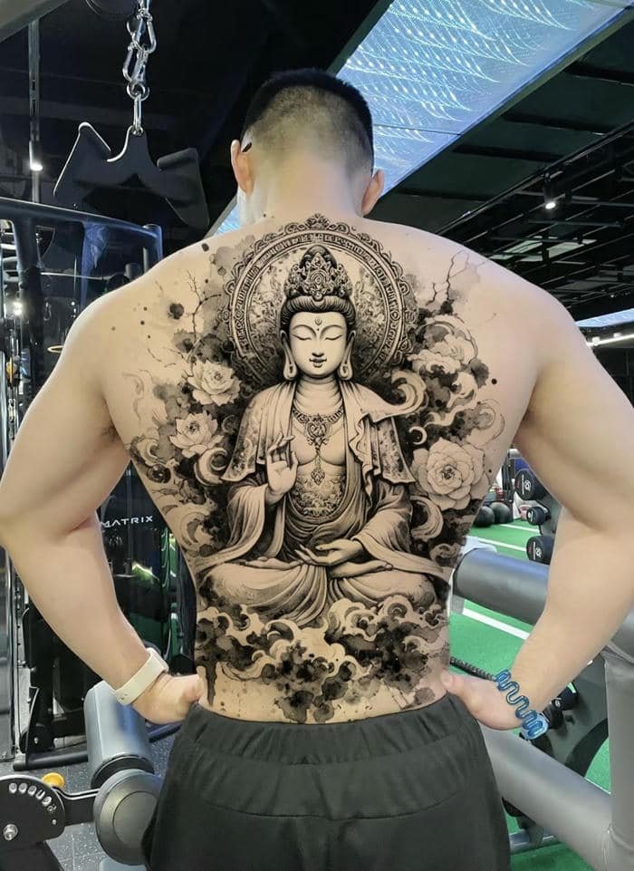 hình xăm full lưng đức phật