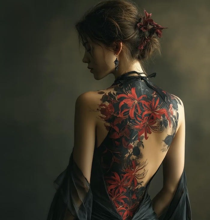 hình xăm full lưng hoa đẹp