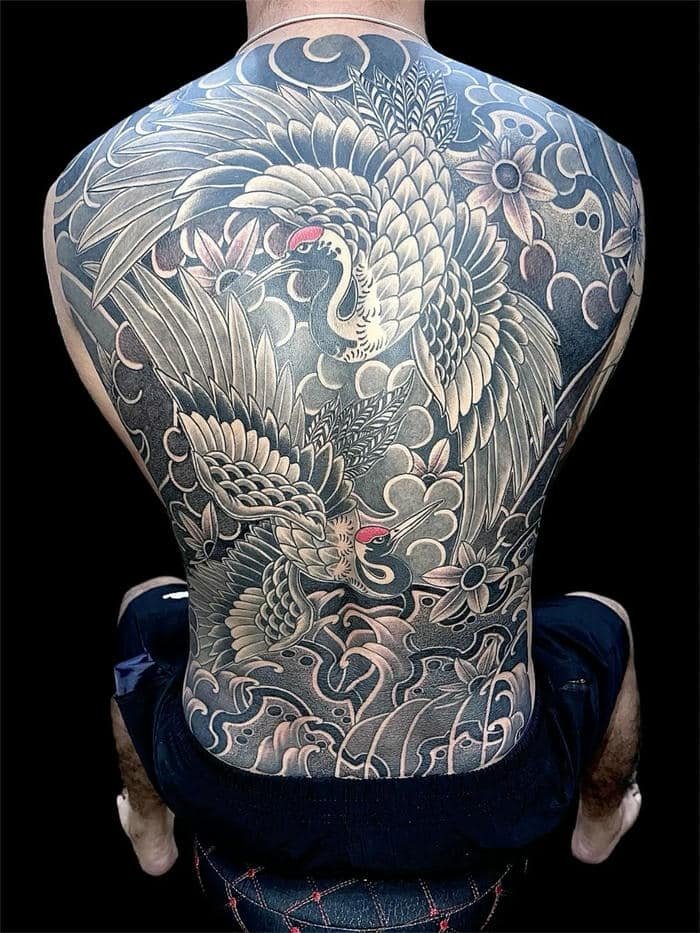 hình xăm full lưng phượng hoàng