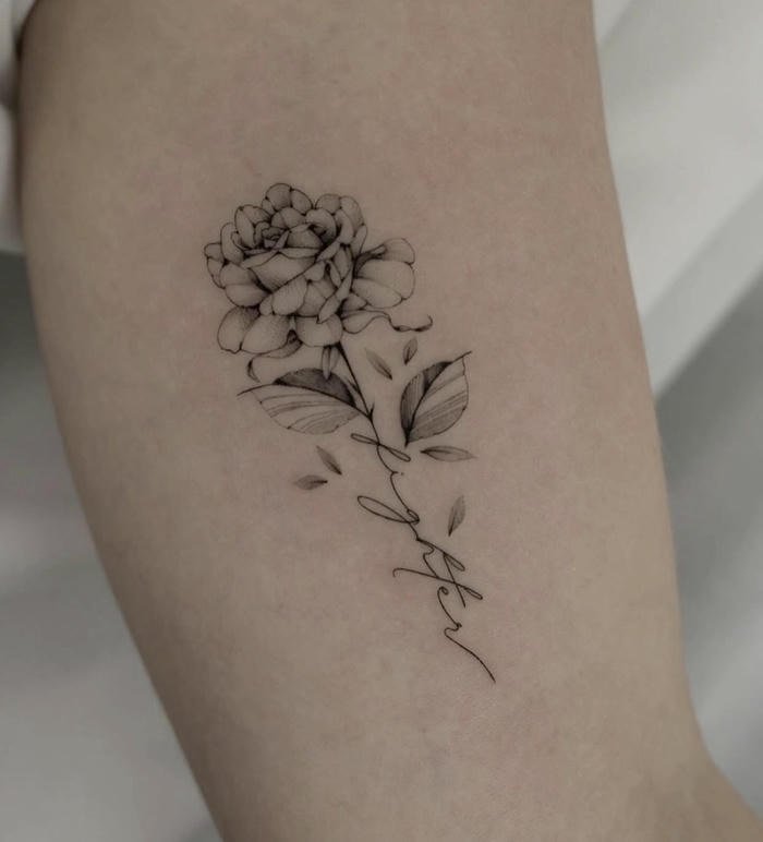 hình xăm hoa hồng tối giản