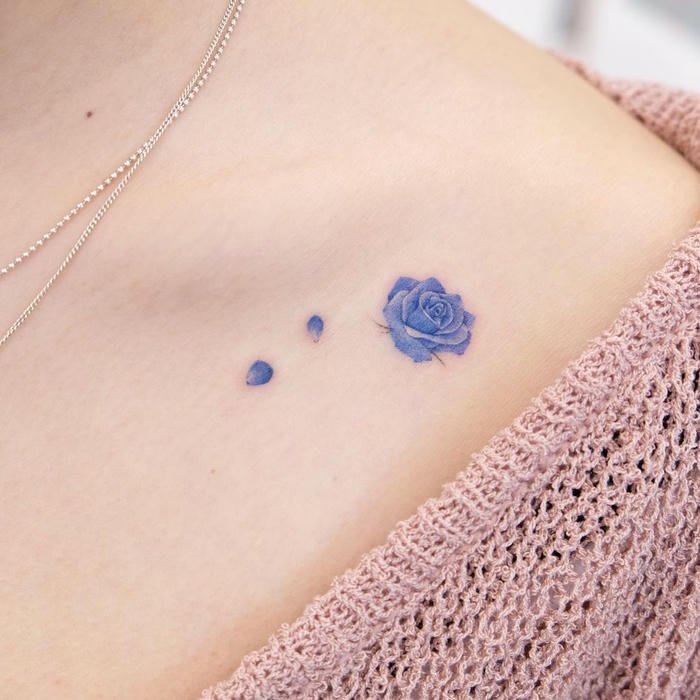 hình xăm hoa hồng xanh mini