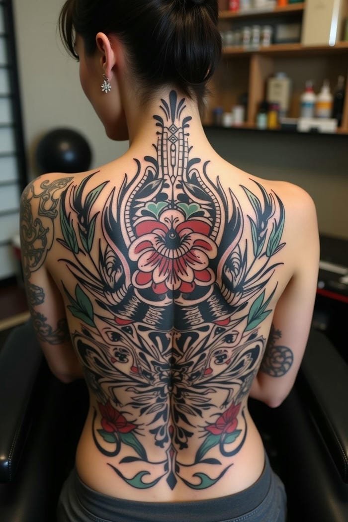 hình xăm nữ phun lưng đẹp