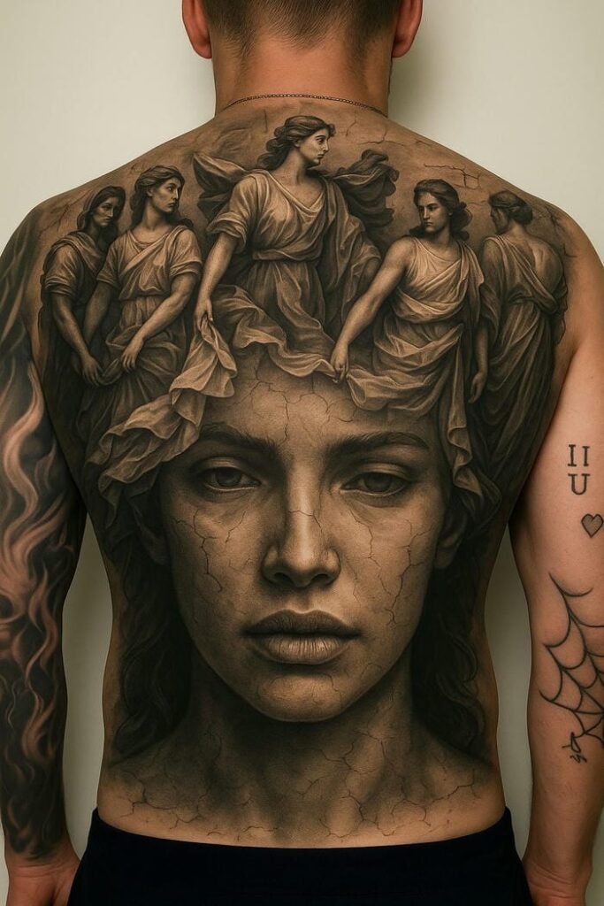 hình xăm phun lưng nghệ thuật