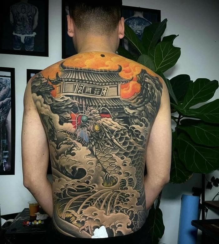 mẫu hình xăm cá chép hóa rồng