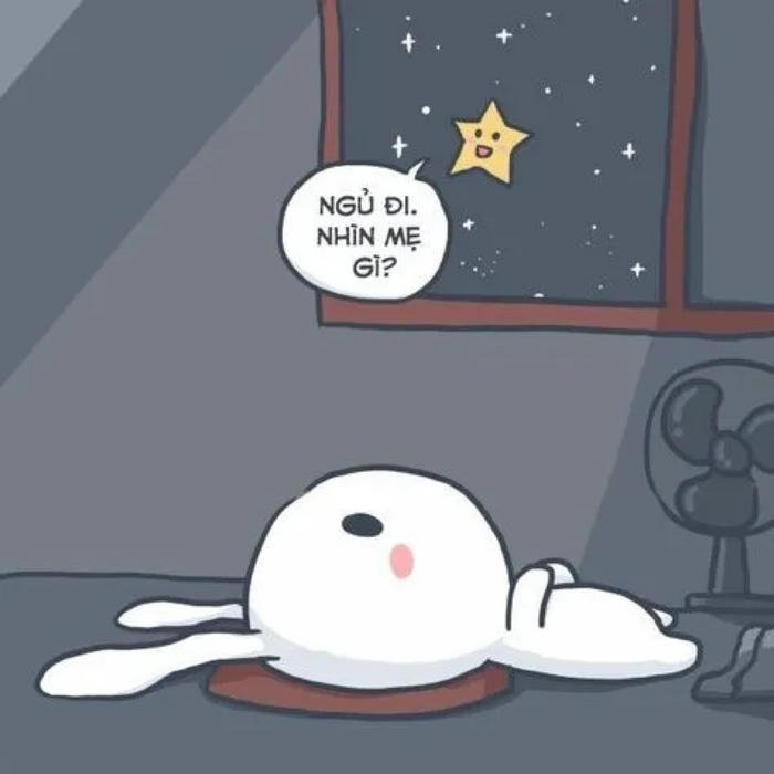 meme chúc ngủ ngon cute thỏ 7 màu