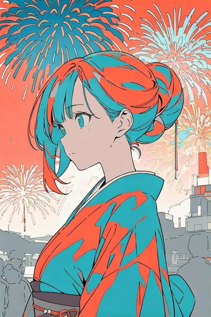 Ảnh anime con gái mặc yukata