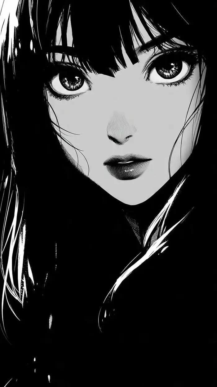 Ảnh anime đen trắng cực dễ thương