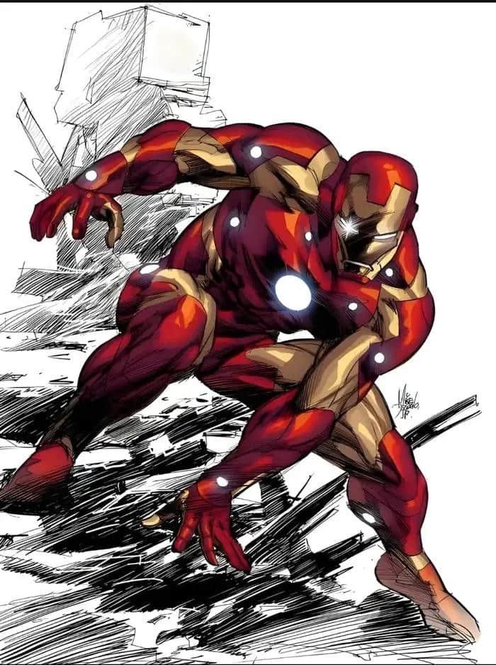 Ảnh Iron Man bay nhảy giữa ánh sáng vàng