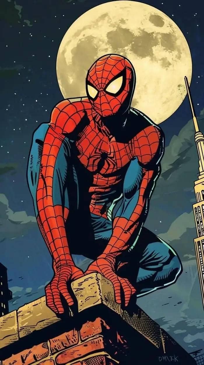 Ảnh Spiderman hành động trong bối cảnh đêm
