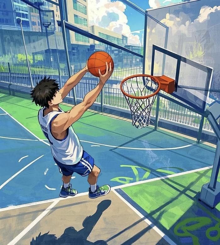 ảnh anime nhảy lên ném bóng