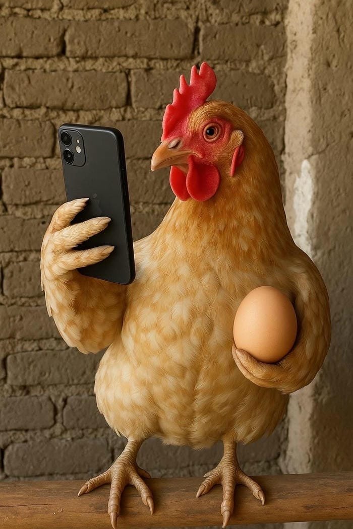 ảnh gà cầm điện thoại