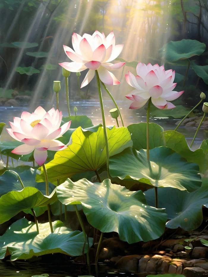 ảnh nền hoa sen buổi sáng