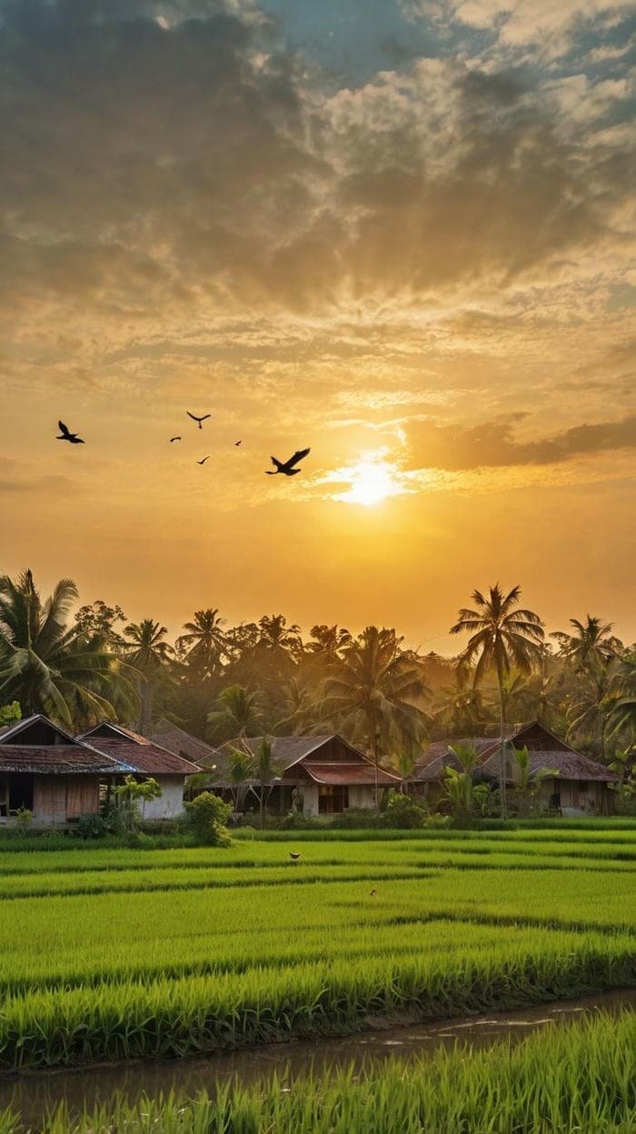 ảnh phong cảnh bình minh thôn quê