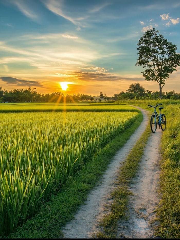 ảnh phong cảnh bình minh trên đồng