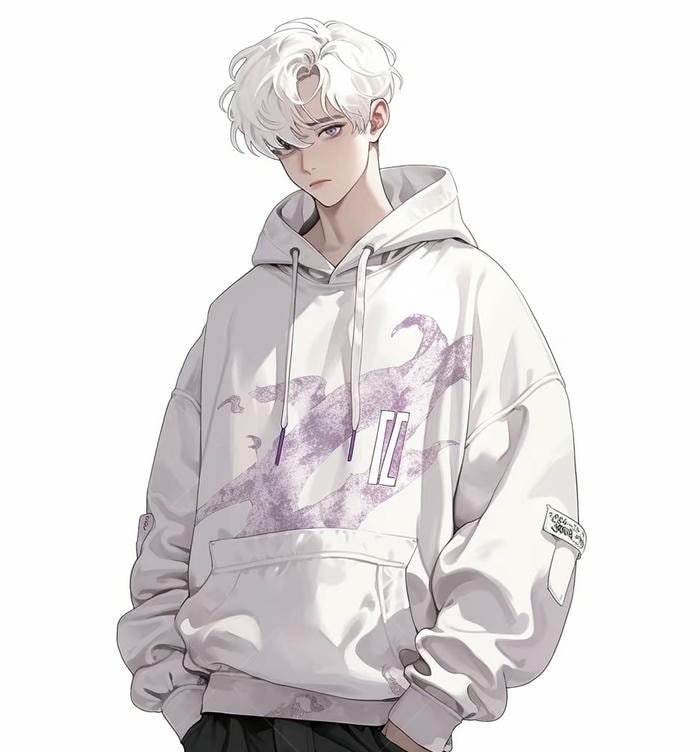 anime boy cool white hair