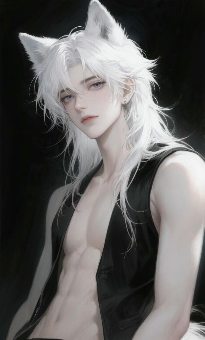 anime male white hair