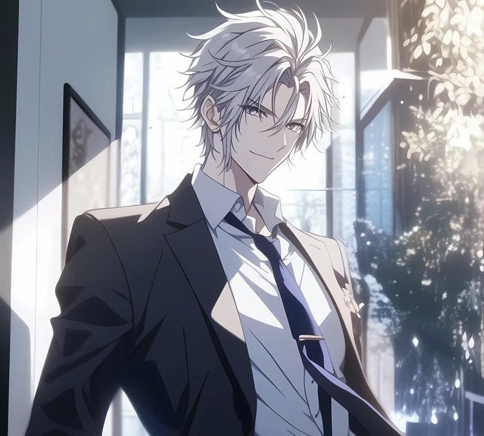 anime nam tóc trắng đẹp trai