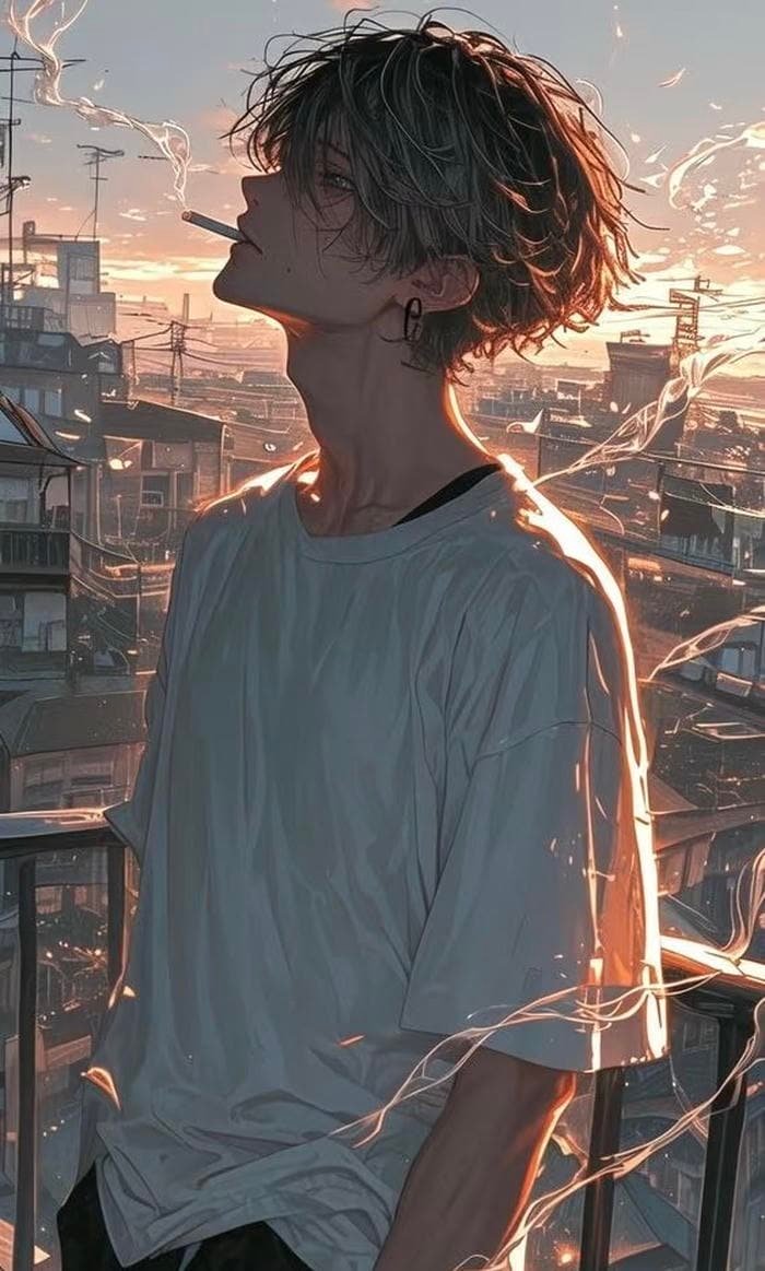 anime trầm tư giữa khói